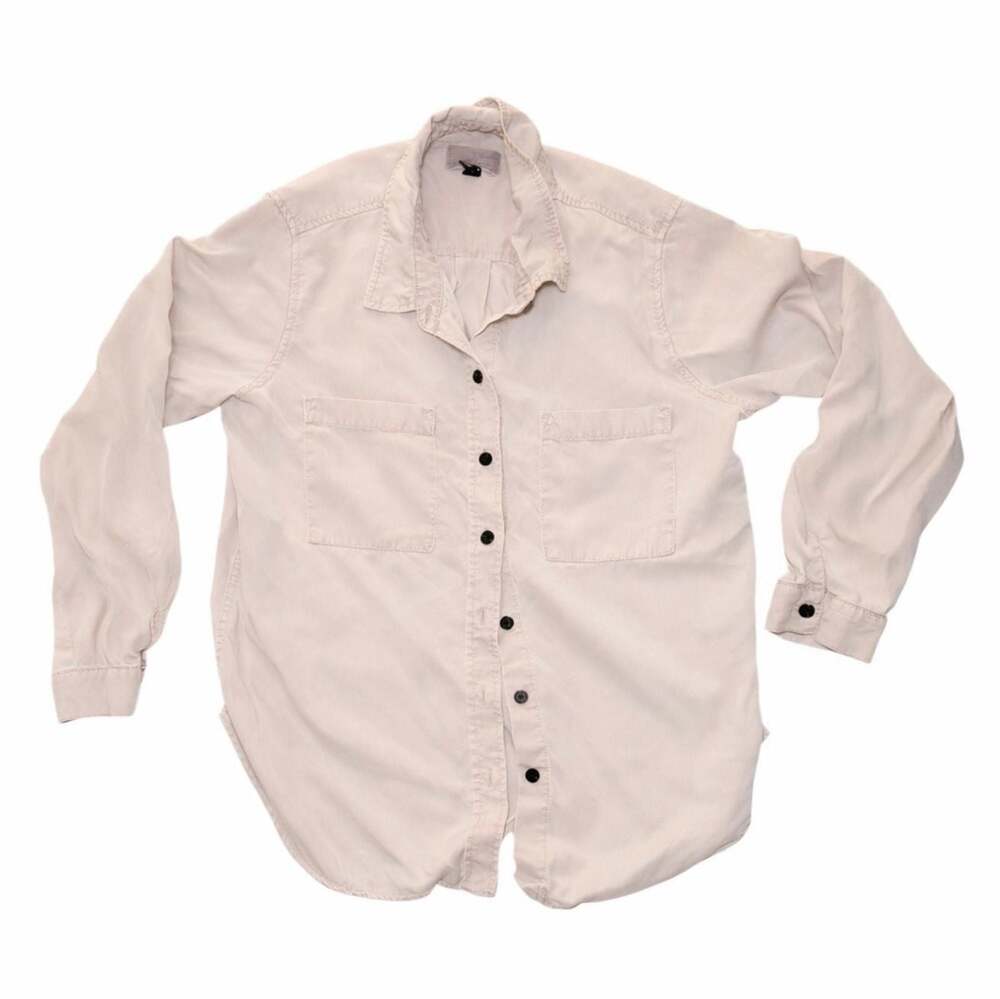 Universal Thread Lyocell Button Up Shirt Women‎ M Beige Long Sleeve